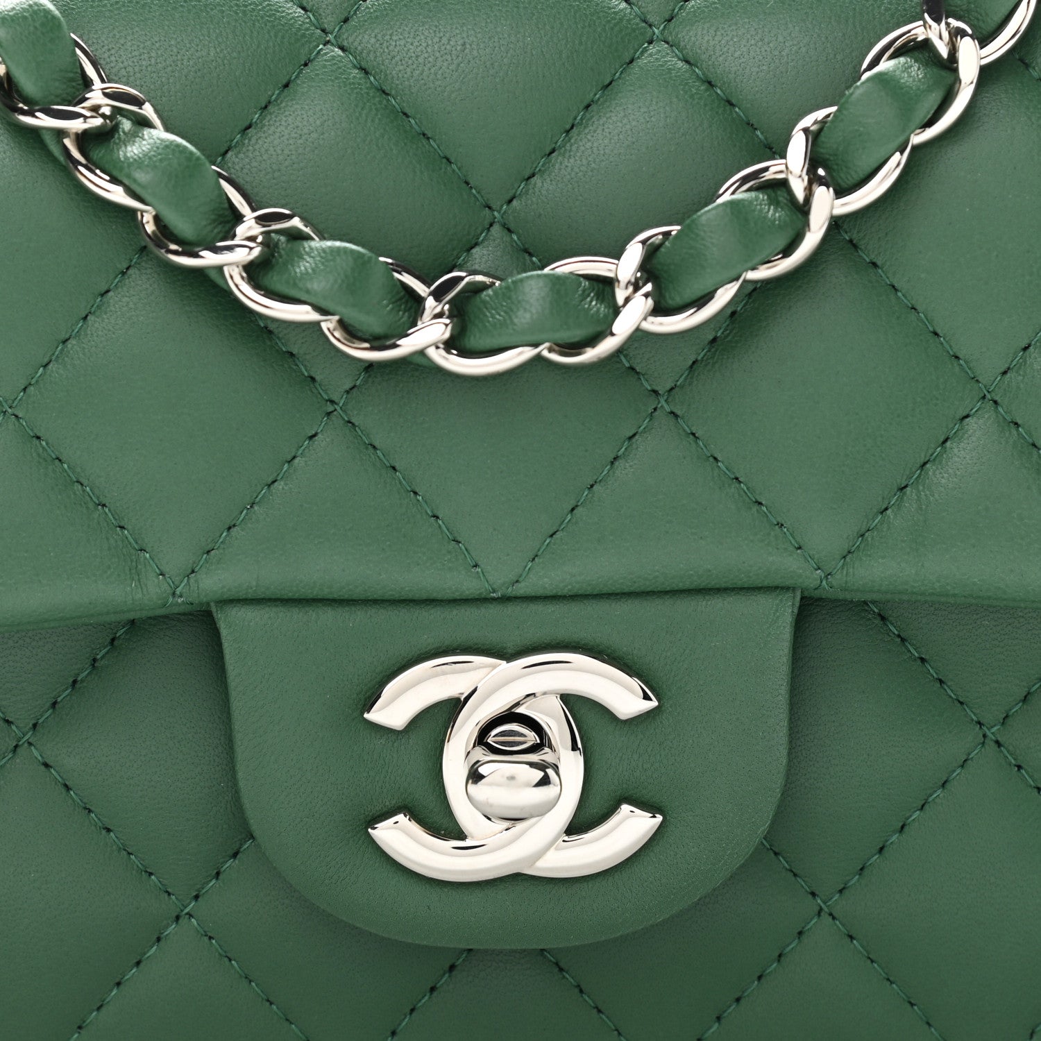 Chanel Lambskin Quilted Mini Rectangular Flap Green 8 of 10
