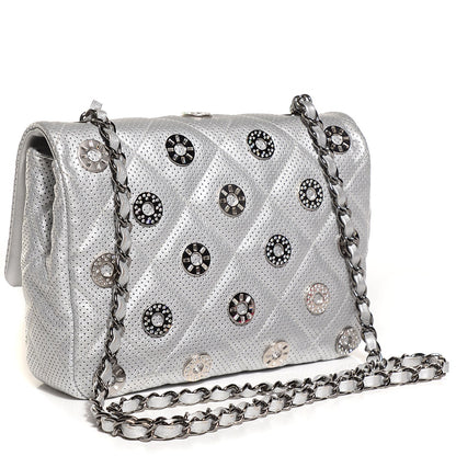 Chanel Perforated Metallic Lambskin Small CC Medals Flap Silver 3 of 9