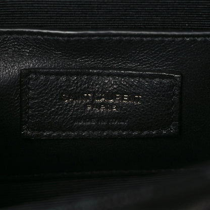 Saint Laurent Grain De Poudre Textured Mixed Matelasse Triquilt Small Monogram Monochrome Satchel Black 6 of 9