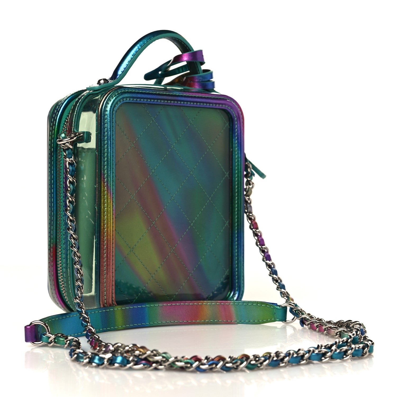 Chanel PVC Patent Calfskin Patent Lambskin Vertical Vanity Case Green 2 of 8