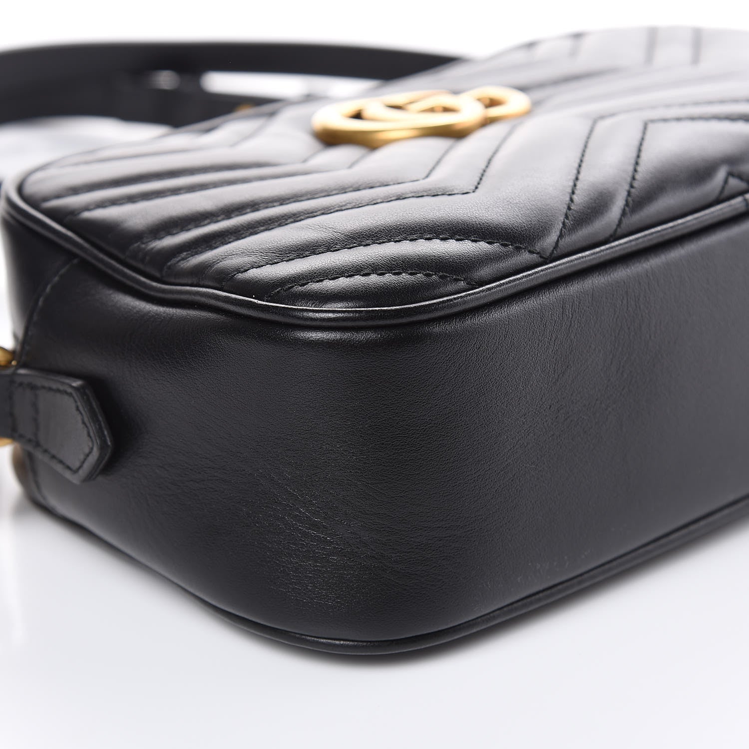 Gucci Calfskin Matelasse Small GG Marmont Chain Shoulder Bag Black 8 of 10