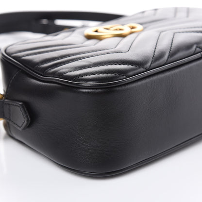 Gucci Calfskin Matelasse Small GG Marmont Chain Shoulder Bag Black 8 of 10