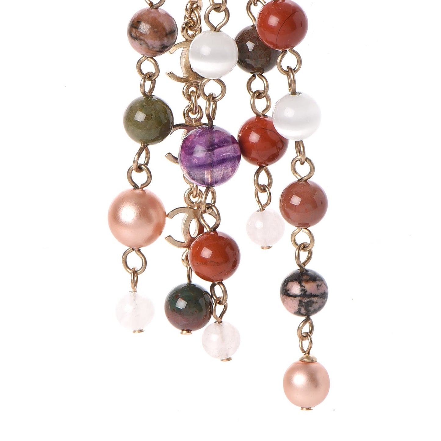 Beaded CC Long Necklace Multicolor