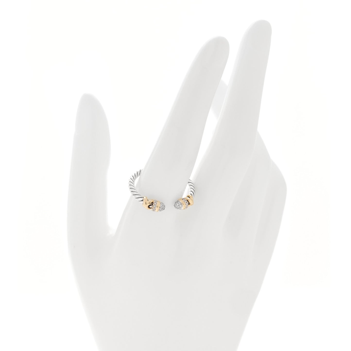 Sterling Silver 18K Yellow Gold Diamond Petite Helena Open Ring 61 9.5