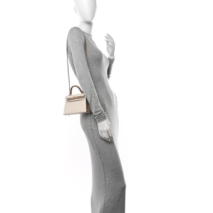 Hermes Chevre Mysore Horseshoe Mini Kelly Sellier 20 Craie Gris Asphalte 2 of 11