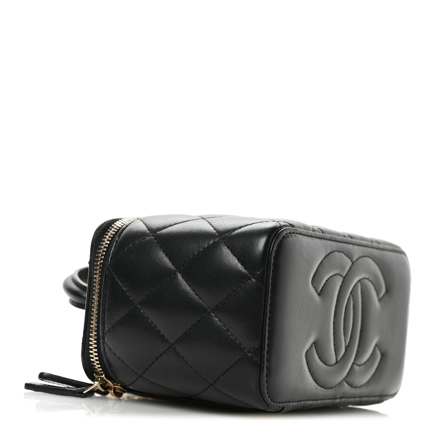 Chanel Lambskin Quilted Small Top Handle Vanity Case With Chain Black 10 of 12