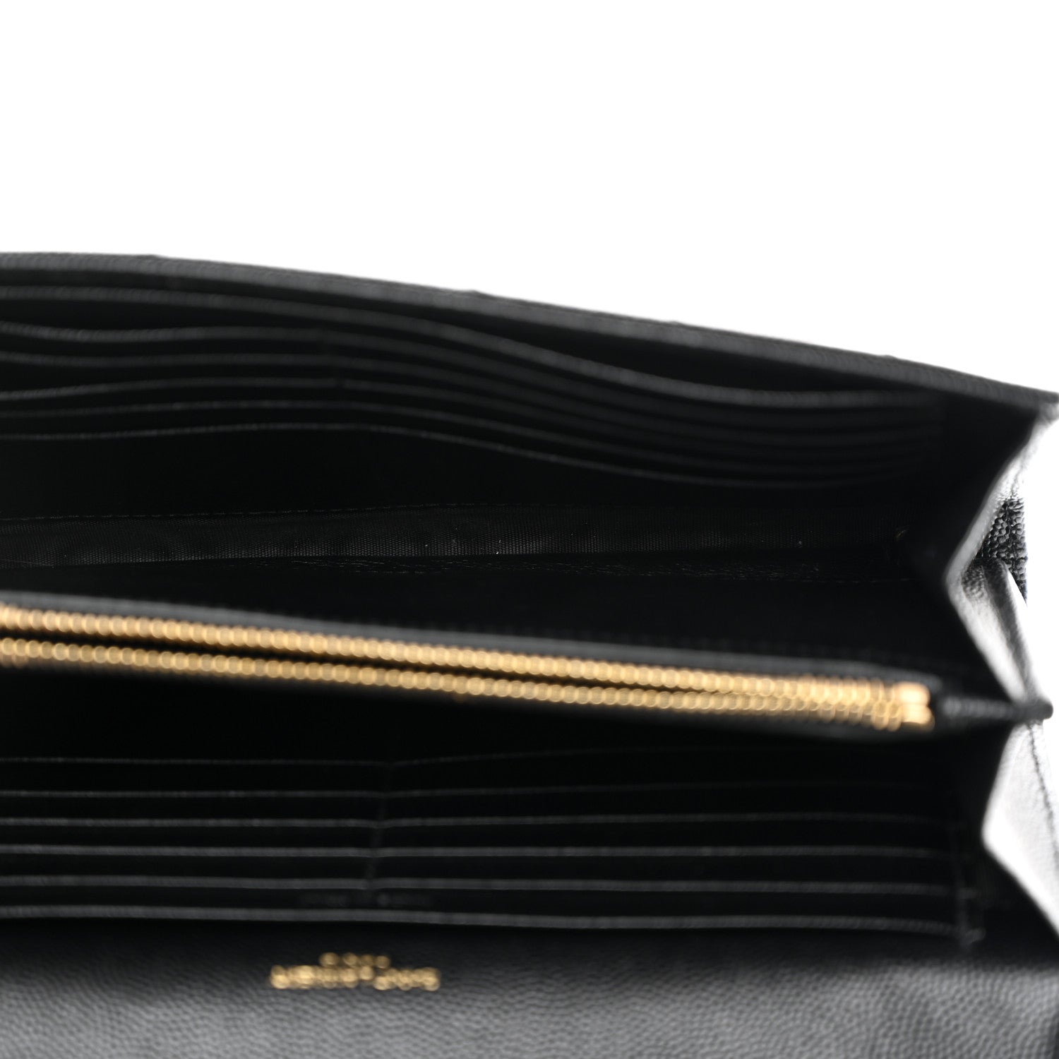 Saint Laurent Grain De Poudre Matelasse Chevron Monogram Chain Wallet Black 5 of 9