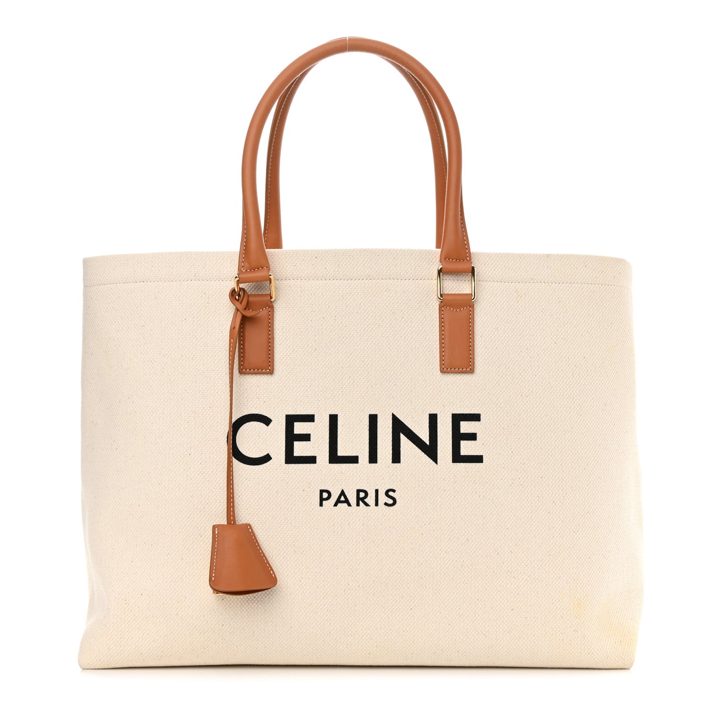 Canvas Calfskin Horizontal Cabas Natural Tan