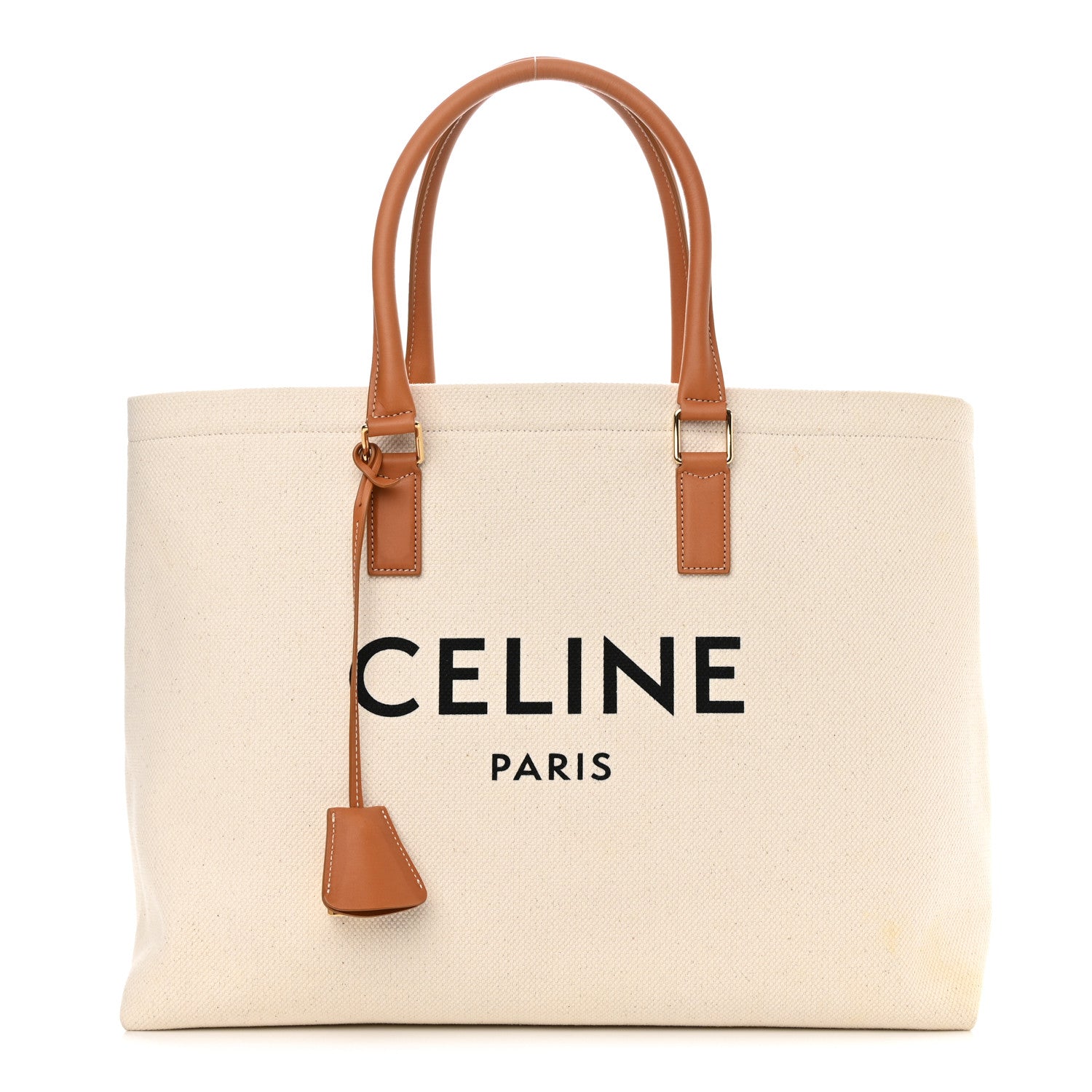 Celine Canvas Calfskin Horizontal Cabas Natural Tan 1 of 20