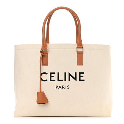 Celine Canvas Calfskin Horizontal Cabas Natural Tan 1 of 20