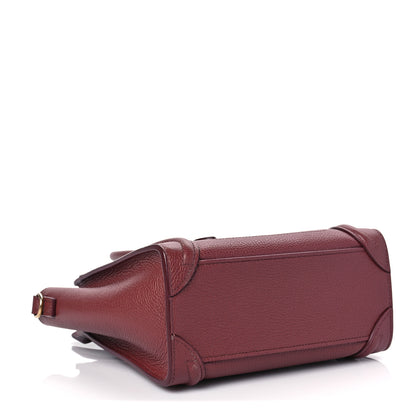 Celine Drummed Calfskin Nano Luggage Burgundy 4 of 8