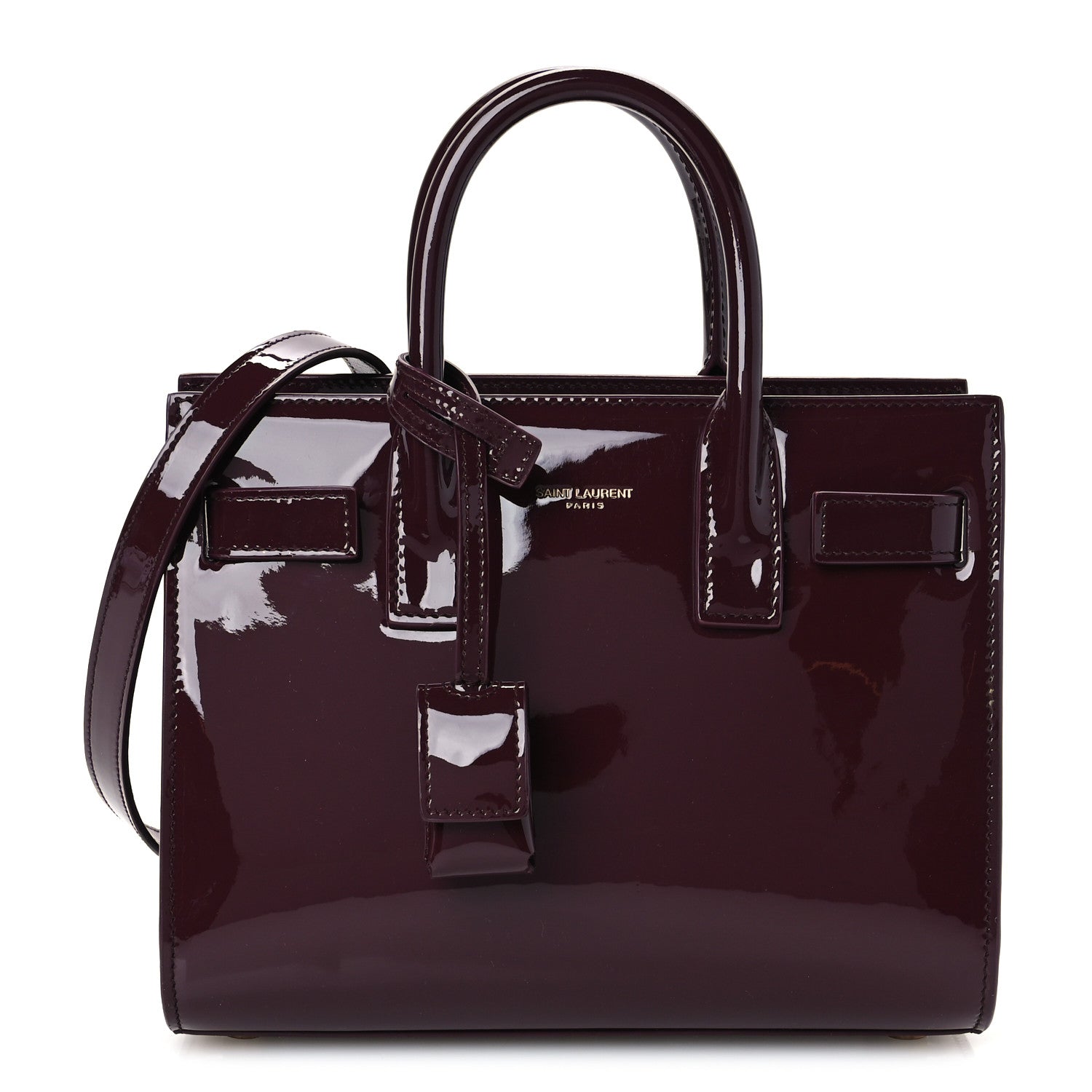 Saint Laurent Patent Nano Sac de Jour Dark Red Wine 1 of 10