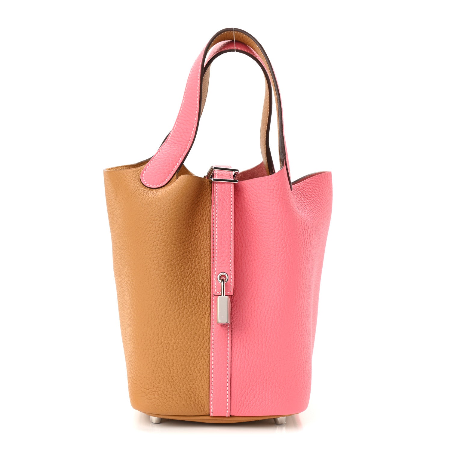 Hermes Taurillon Clemence Casaque Picotin Lock 18 PM Rose Azalee Sesame 1 of 10