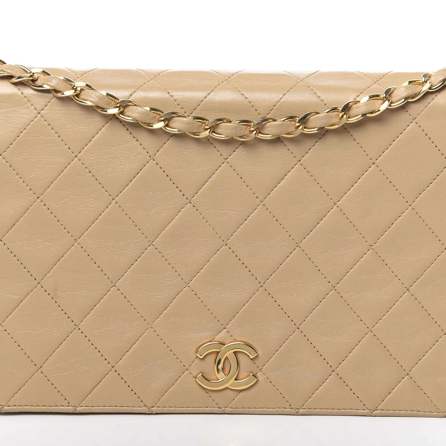 Chanel Lambskin Quilted Medium Single Flap Beige 15 of 15