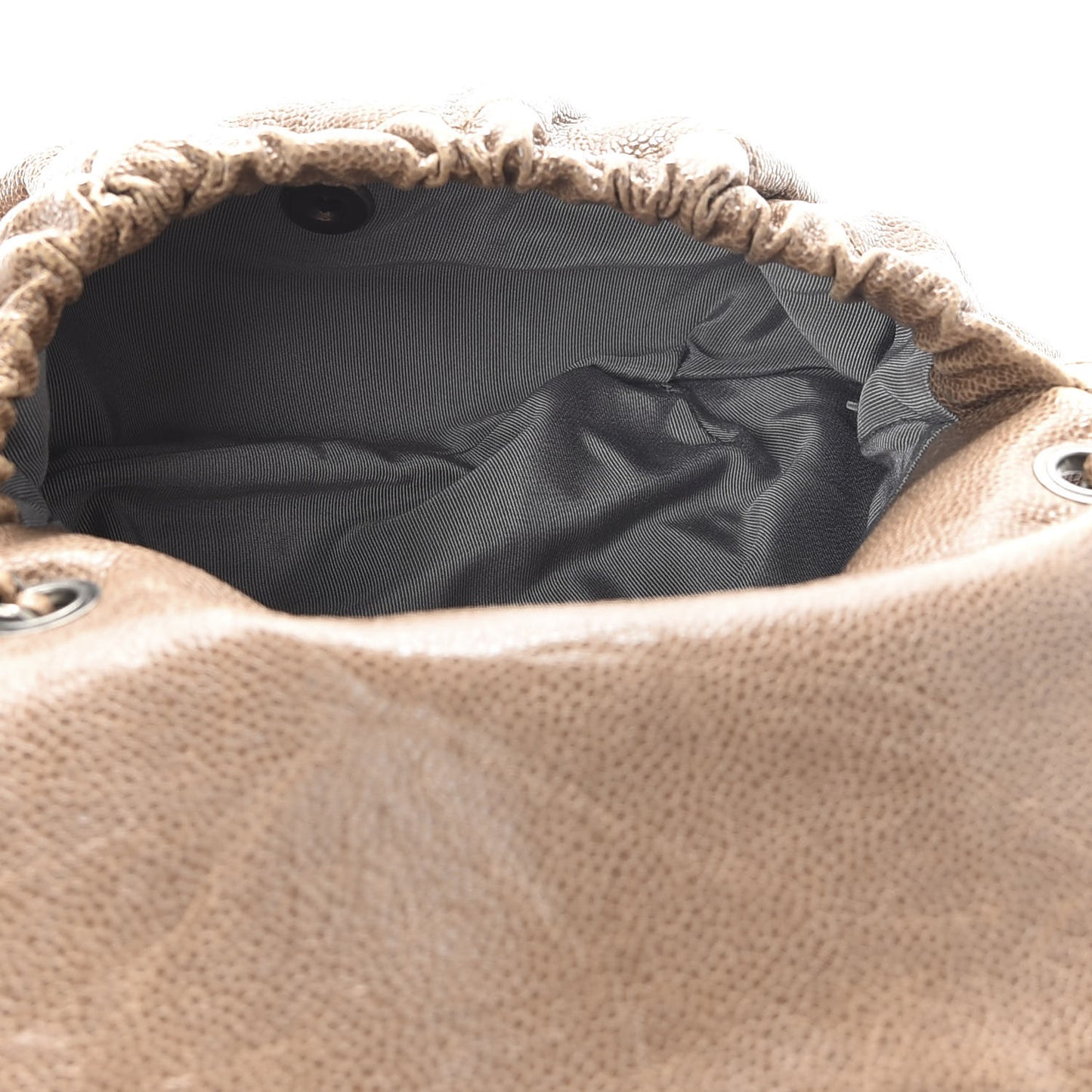 Caviar Quilted Medium Elastic Flap Brown