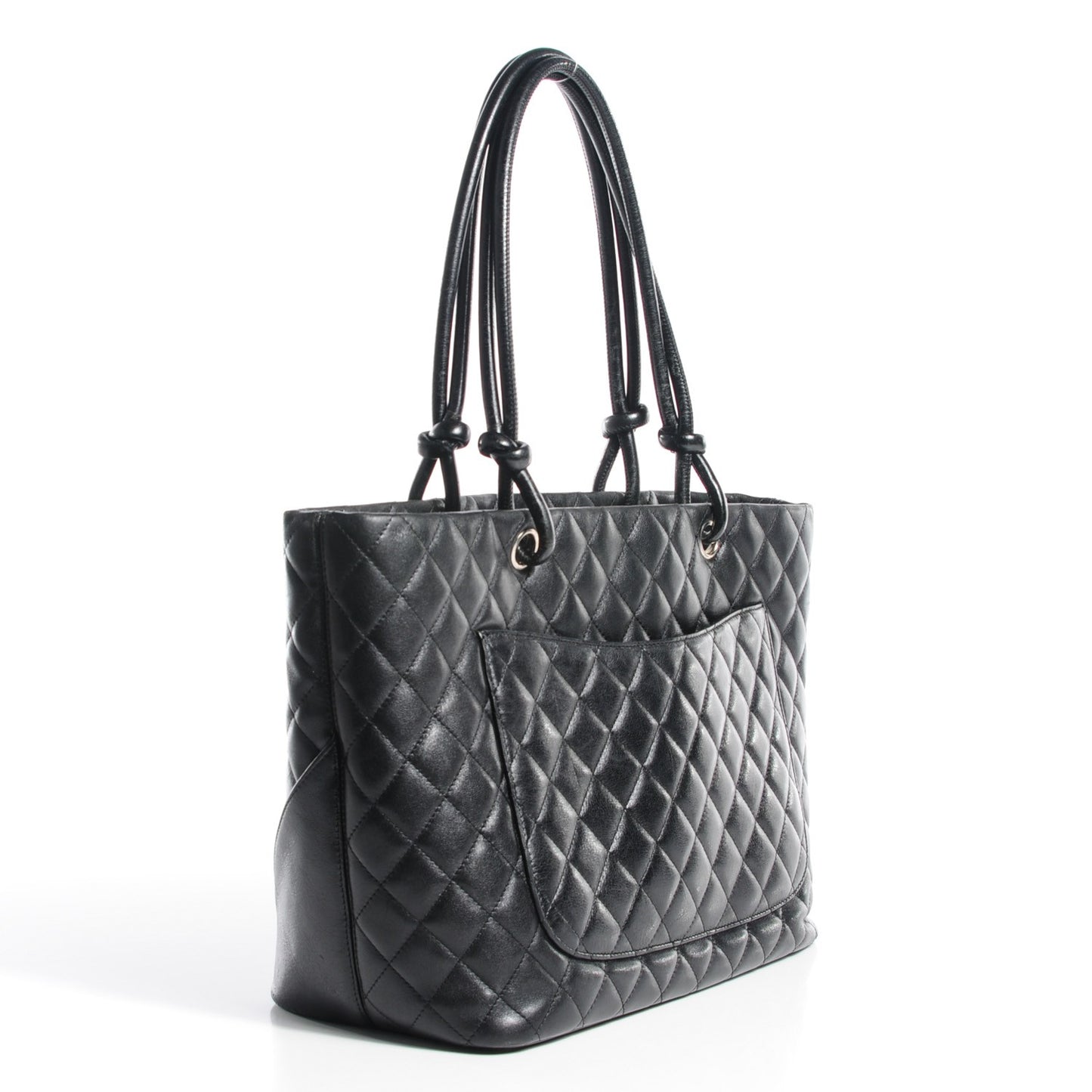 Calfskin Quilted Large Cambon Tote Black White