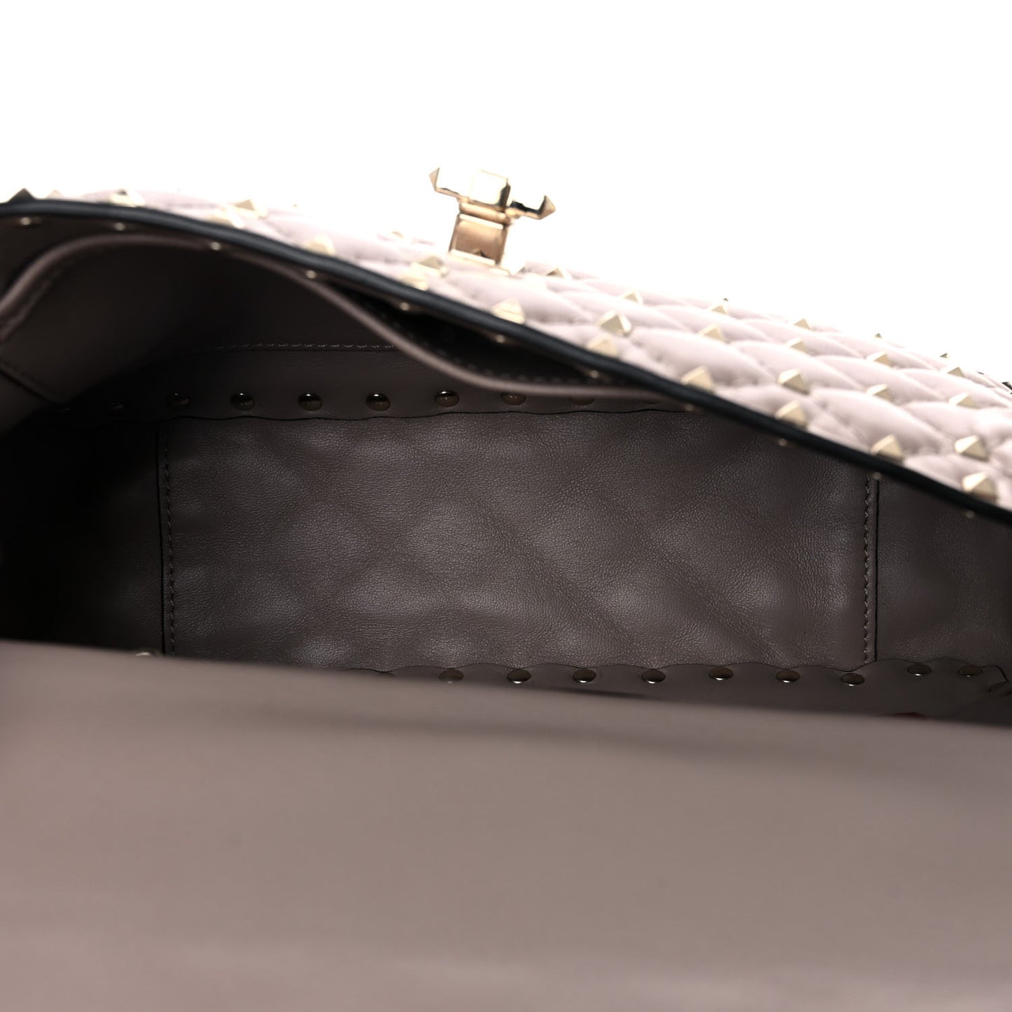 Lambskin Medium Rockstud Spike Shoulder Bag Poudre