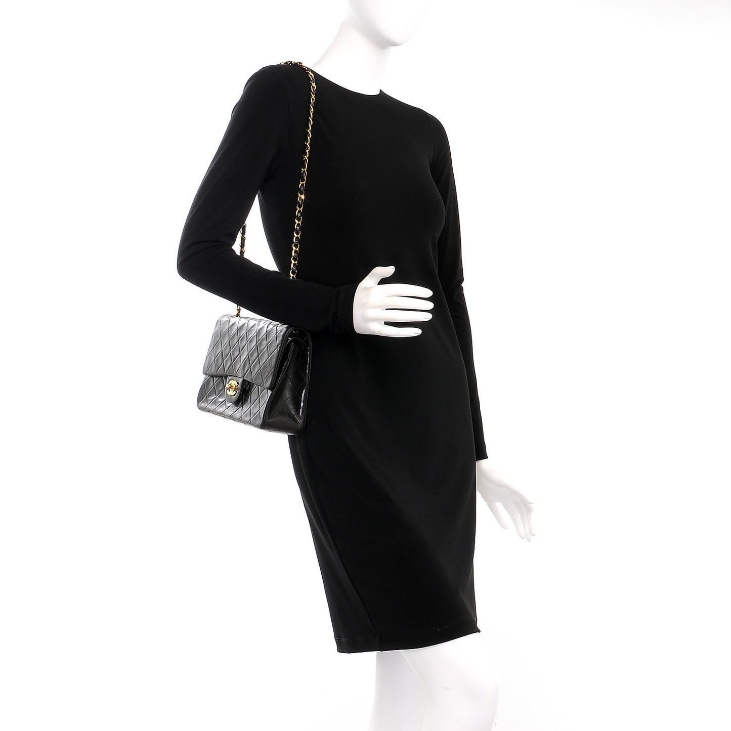 Lambskin Quilted Medium Double Flap Black