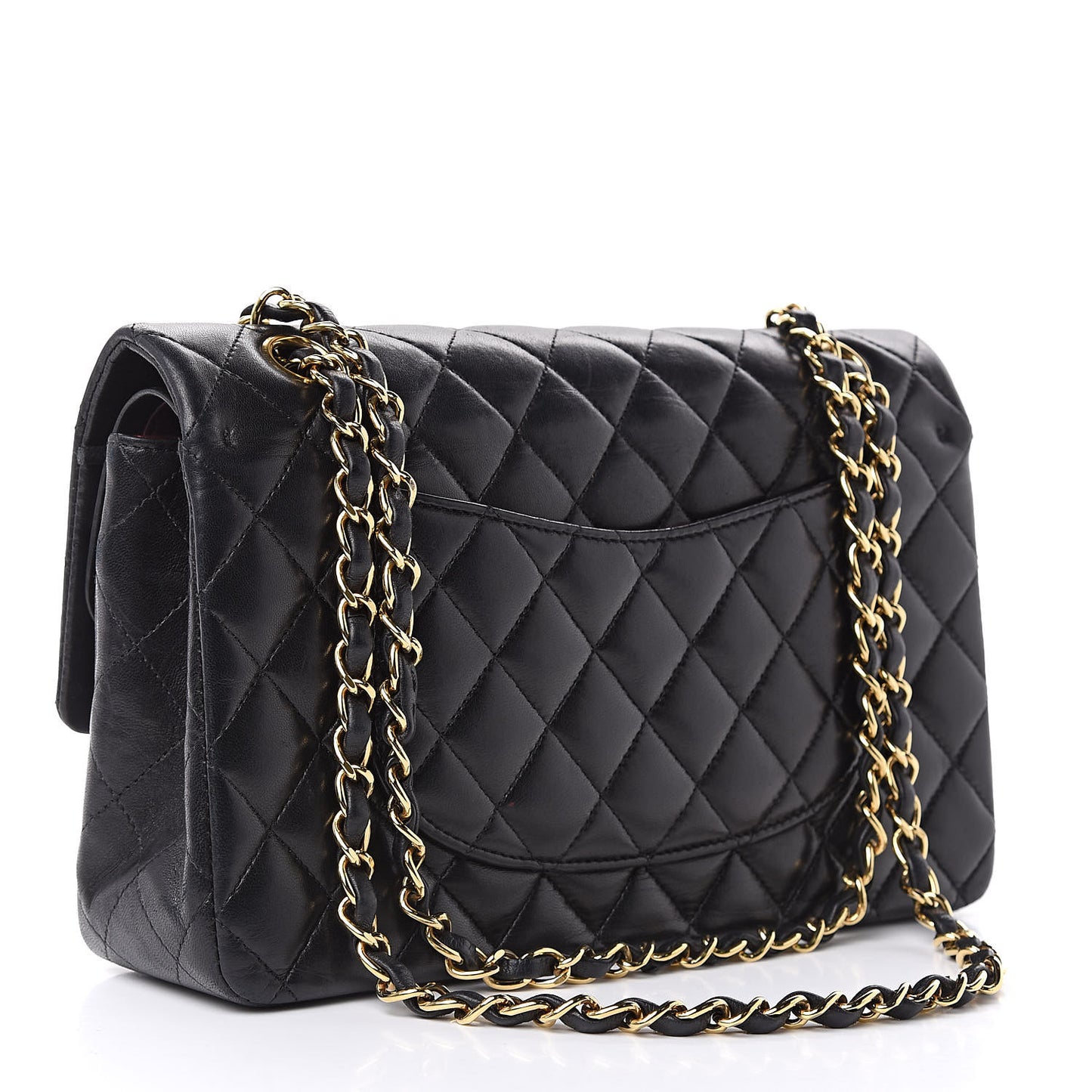 Lambskin Quilted Medium Double Flap Black