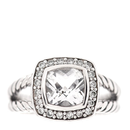David Yurman Sterling Silver Diamond White Topaz 7mm Petite Albion Ring 50 5.25 1 of 5