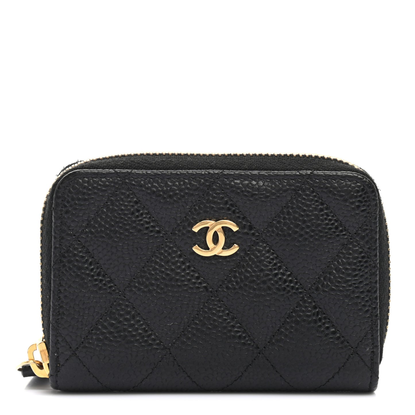Caviar Quilted Zip Coin Purse Black