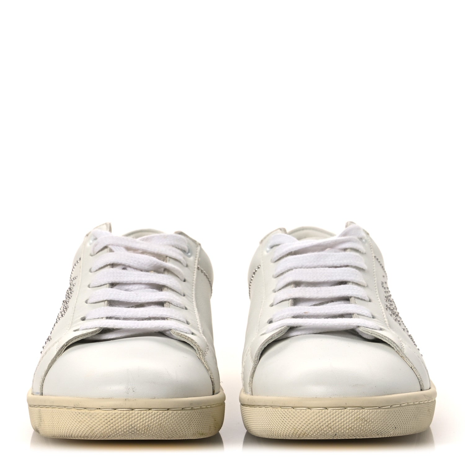 Saint Laurent Calfskin Studded SL/08 Low Top Sneakers 37.5 White 3 of 14