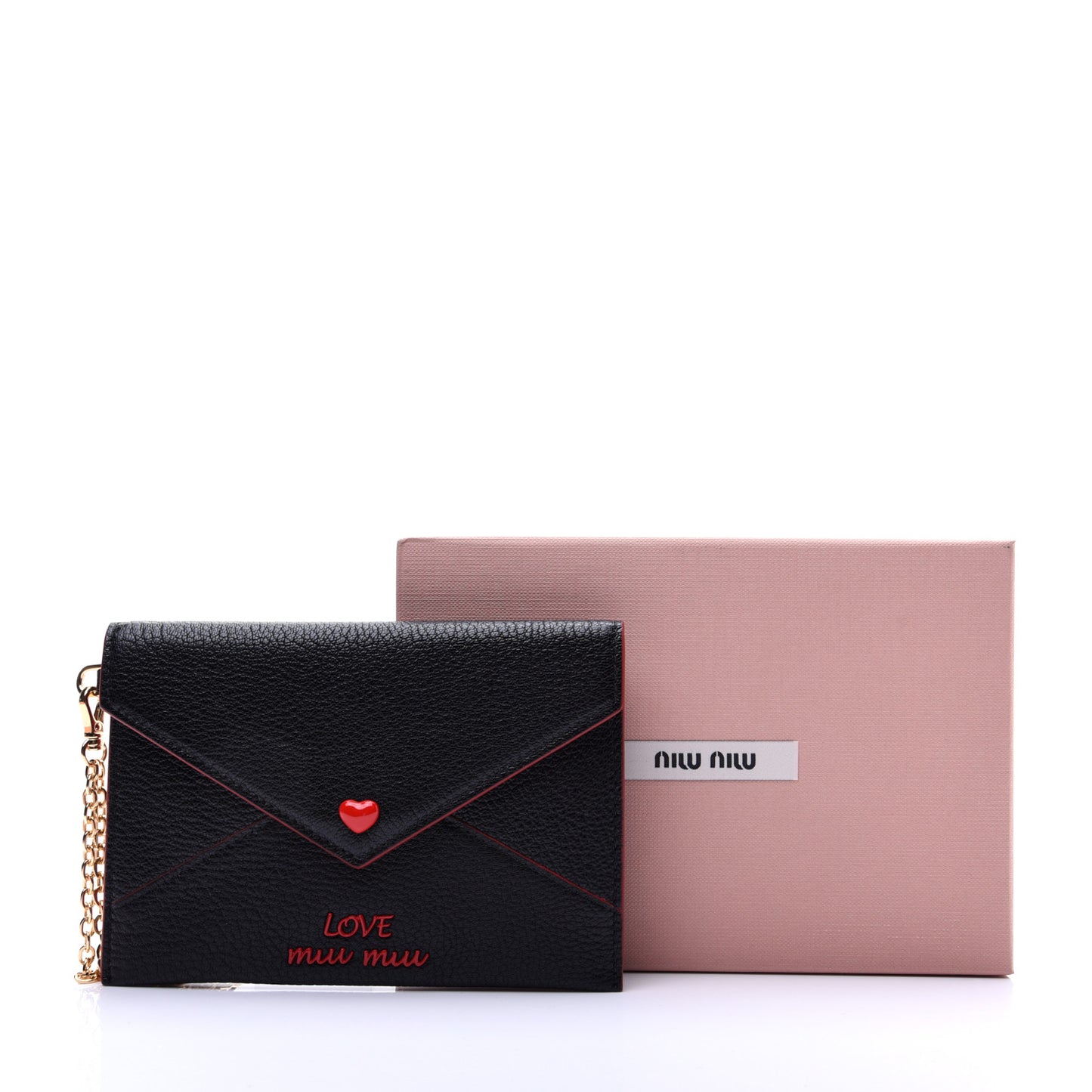 Goatskin Madras Love Wristlet Pouch Black
