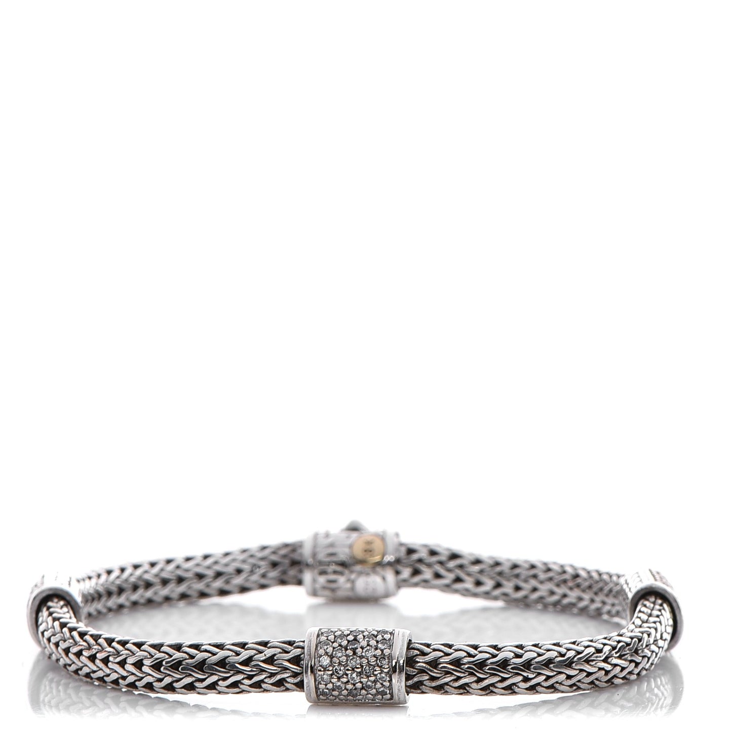 Sterling Silver 18K Gold Pave Diamond Medium Classic Chain Station Clasp Bracelet