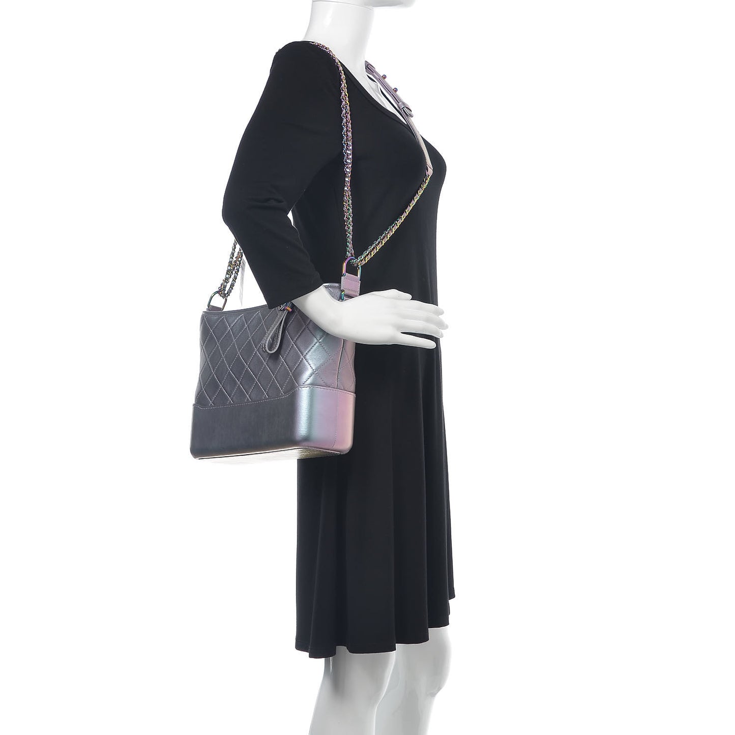 Iridescent Lambskin Calfskin Quilted Medium Gabrielle Hobo Light Purple