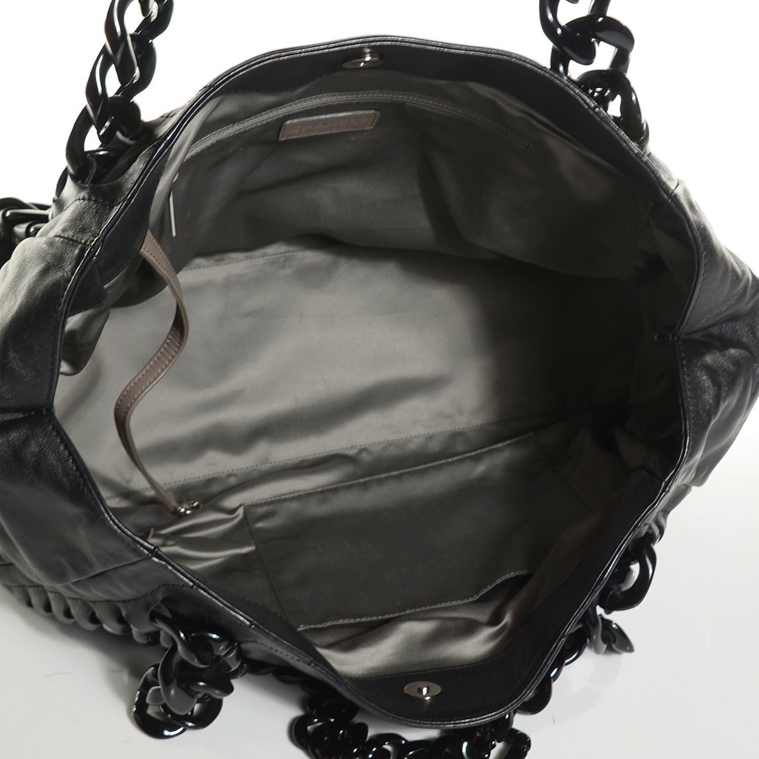 Chanel Calfskin Modern Chain Rhodoid East West Tote Black 5 of 7