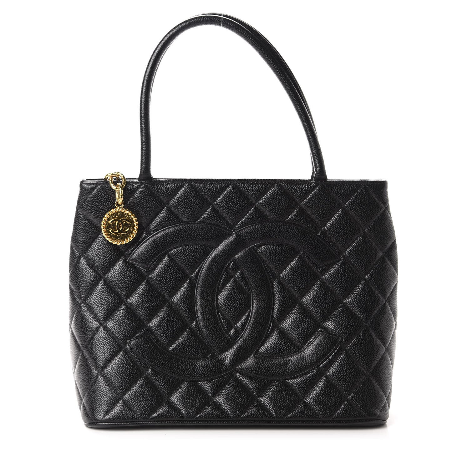 Caviar Quilted Medallion Tote Black