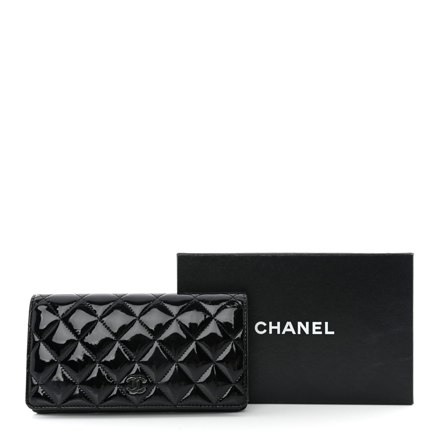 Chanel Patent Calfskin Quilted Yen Wallet So Black 14 of 14