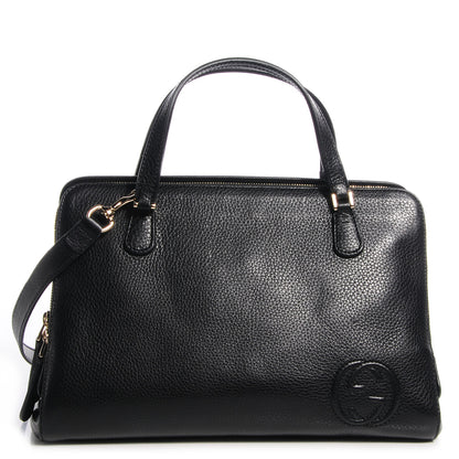 Gucci Leather Medium Label Tote Black 1 of 9