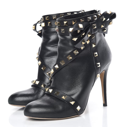 Valentino Garavani Calfskin Rockstud Bow Ankle Booties 36.5 Black 3 of 15