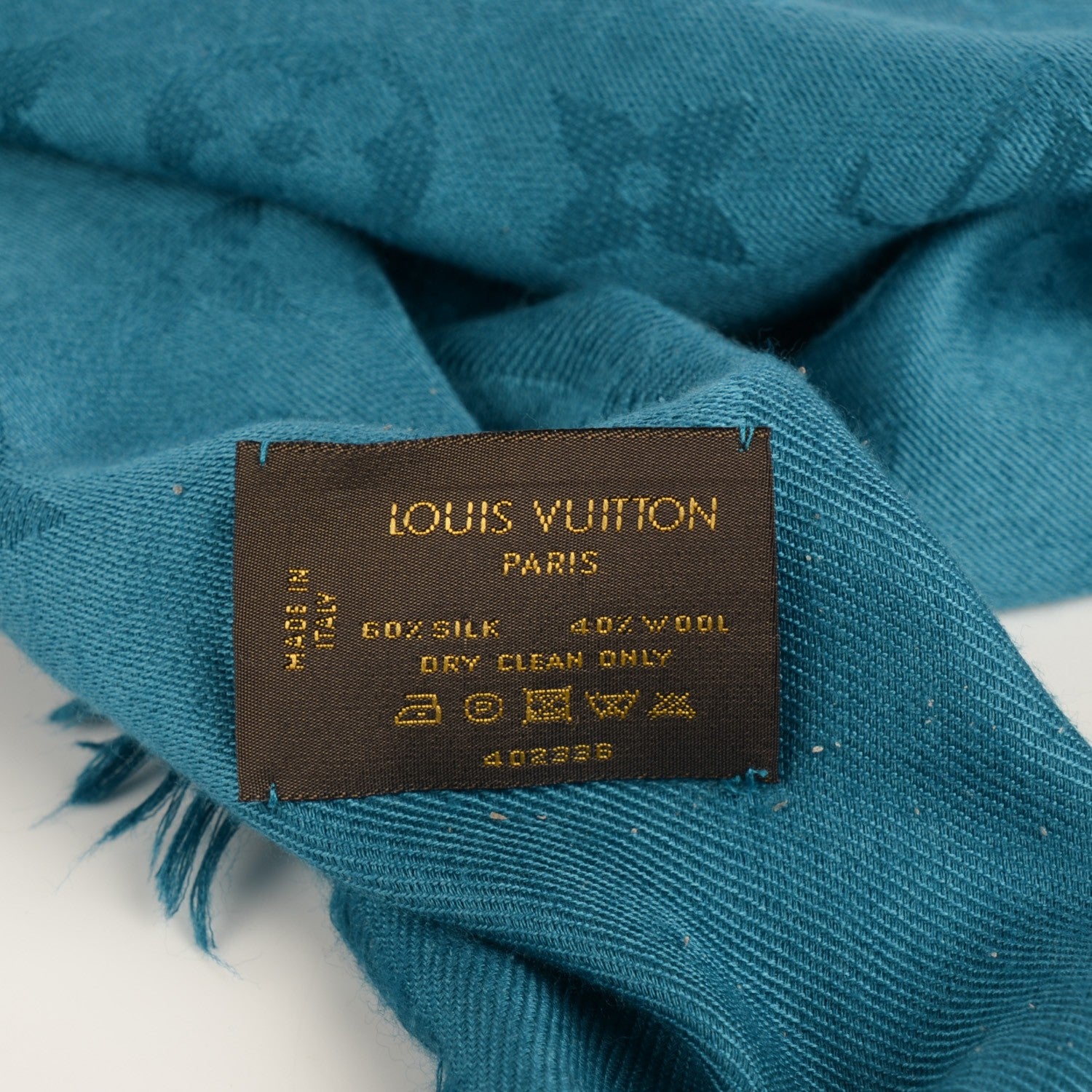 Louis Vuitton Monogram Silk Wool Shawl Turquoise 6 of 6