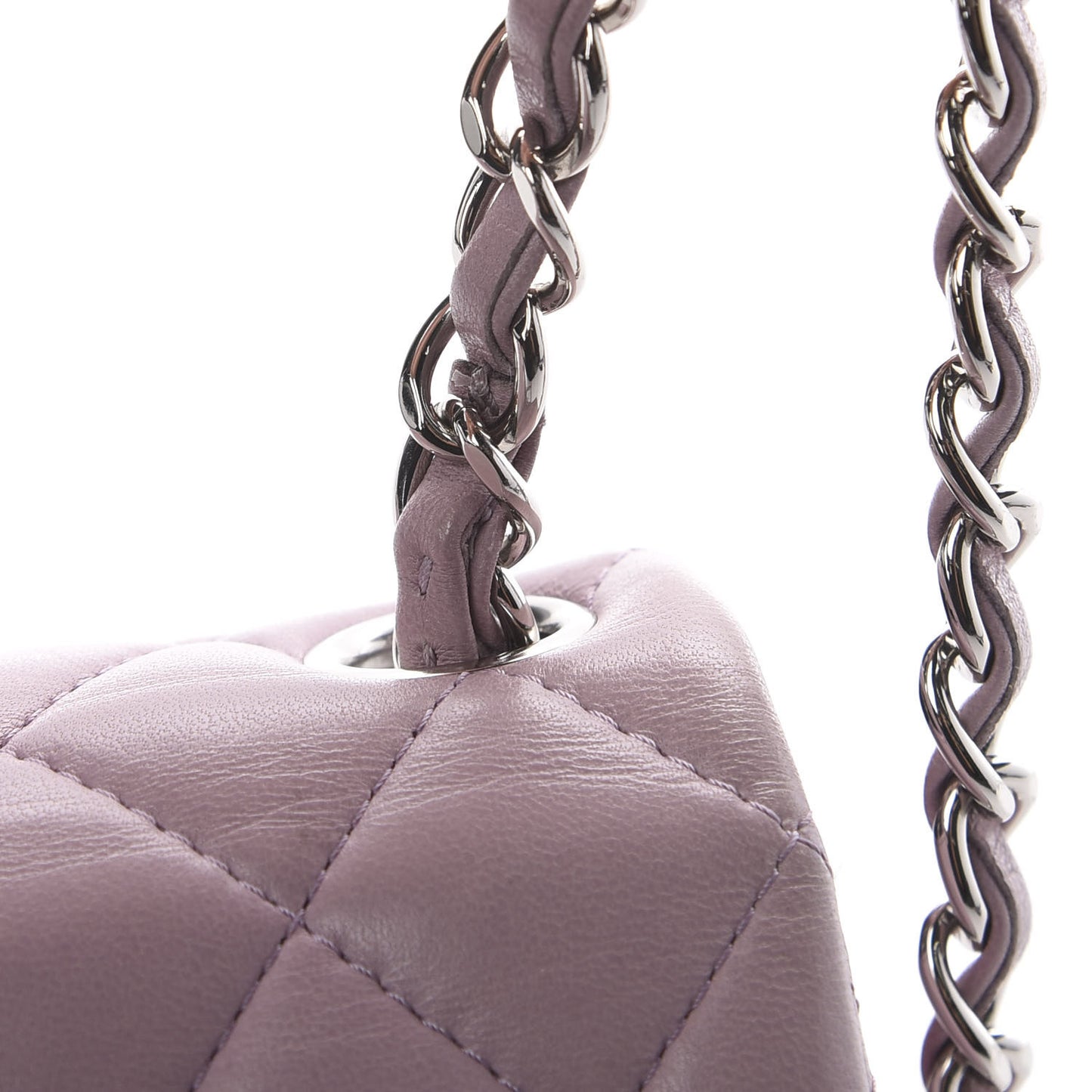 Lambskin Quilted Mini Square Flap Light Purple