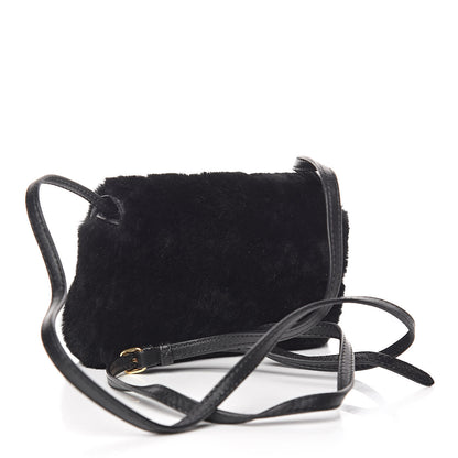 Fendi Shearling Shiny Nappa Micro Baguette Black 3 of 10