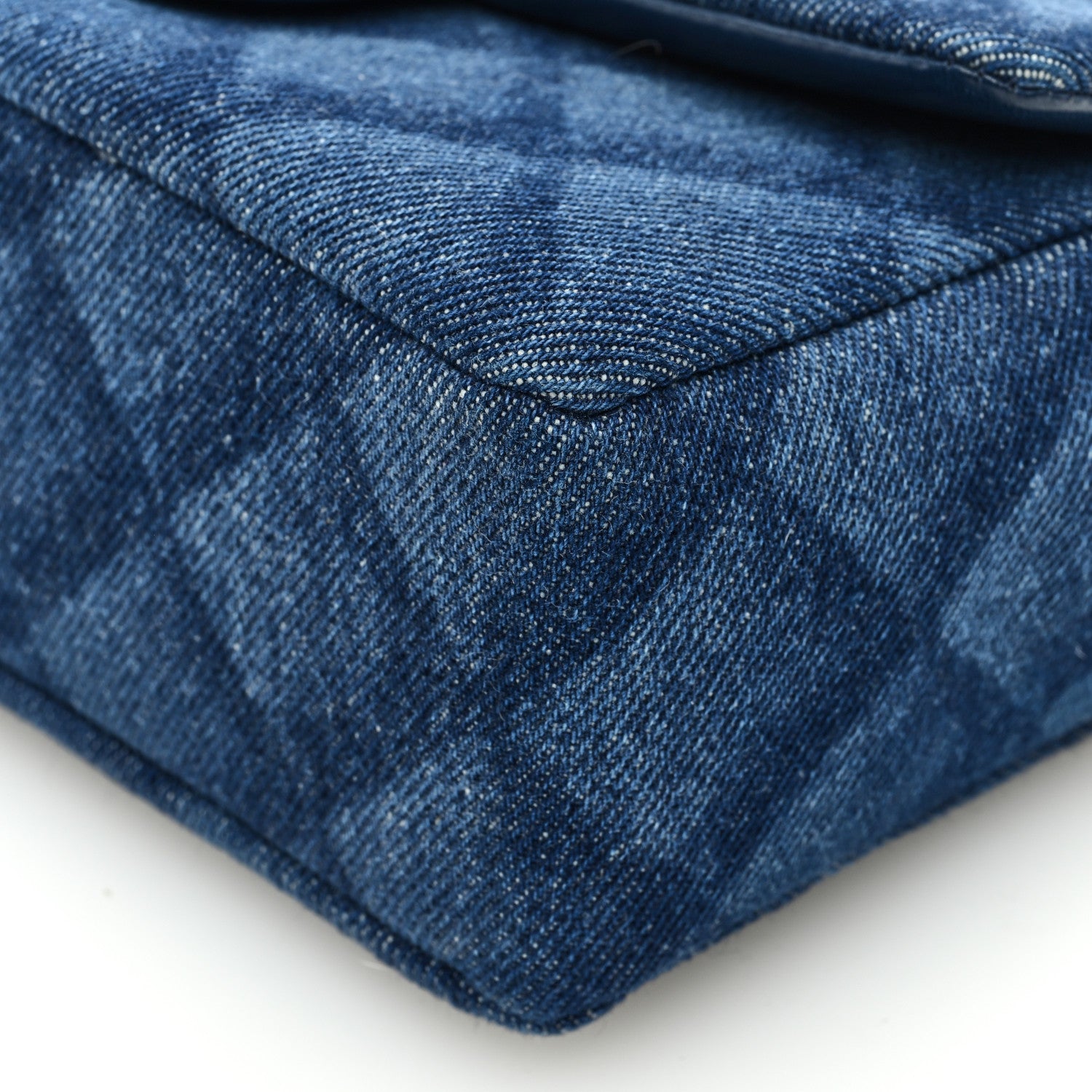 Chanel Printed Denim Quilted Mini Rectangular Flap Dark Blue 10 of 11