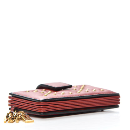 Christian Dior Lambskin Studded Cannage Lady Dior 5-Gusset Card Holder Red 4 of 6