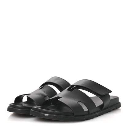 Hermes Calfskin Mens Chypre Sandals 44 Black 4 of 14