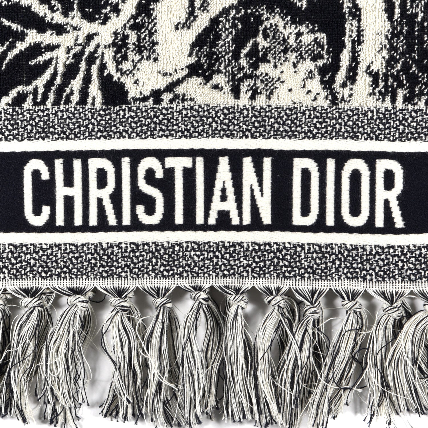 Christian Dior Cotton Toile De Jouy Reverse Towel Black Ivory 3 of 4