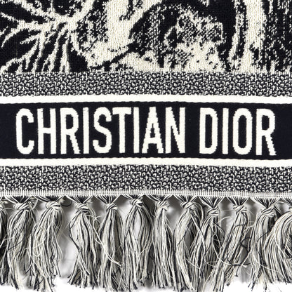 Christian Dior Cotton Toile De Jouy Reverse Towel Black Ivory 3 of 4