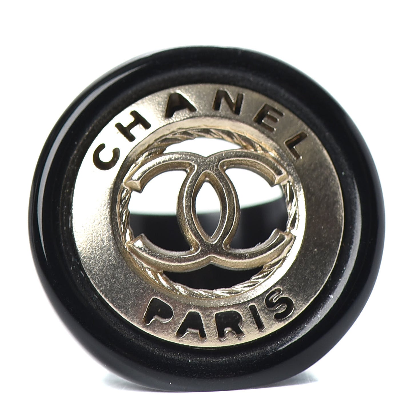 Enamel CC Paris Ring 6.5 Black