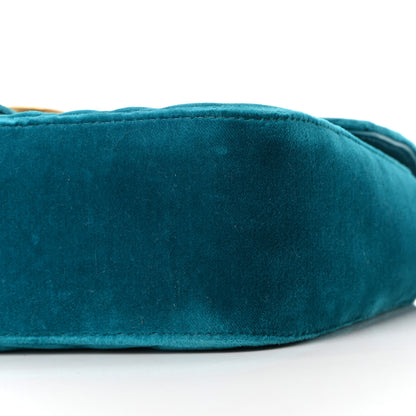 Gucci Velvet Matelasse Small GG Marmont Shoulder Bag Pavone Cyan 10 of 10