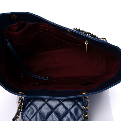 Chanel Glazed Calfskin Quilted Large Front Pocket Tote Blue 5 of 17