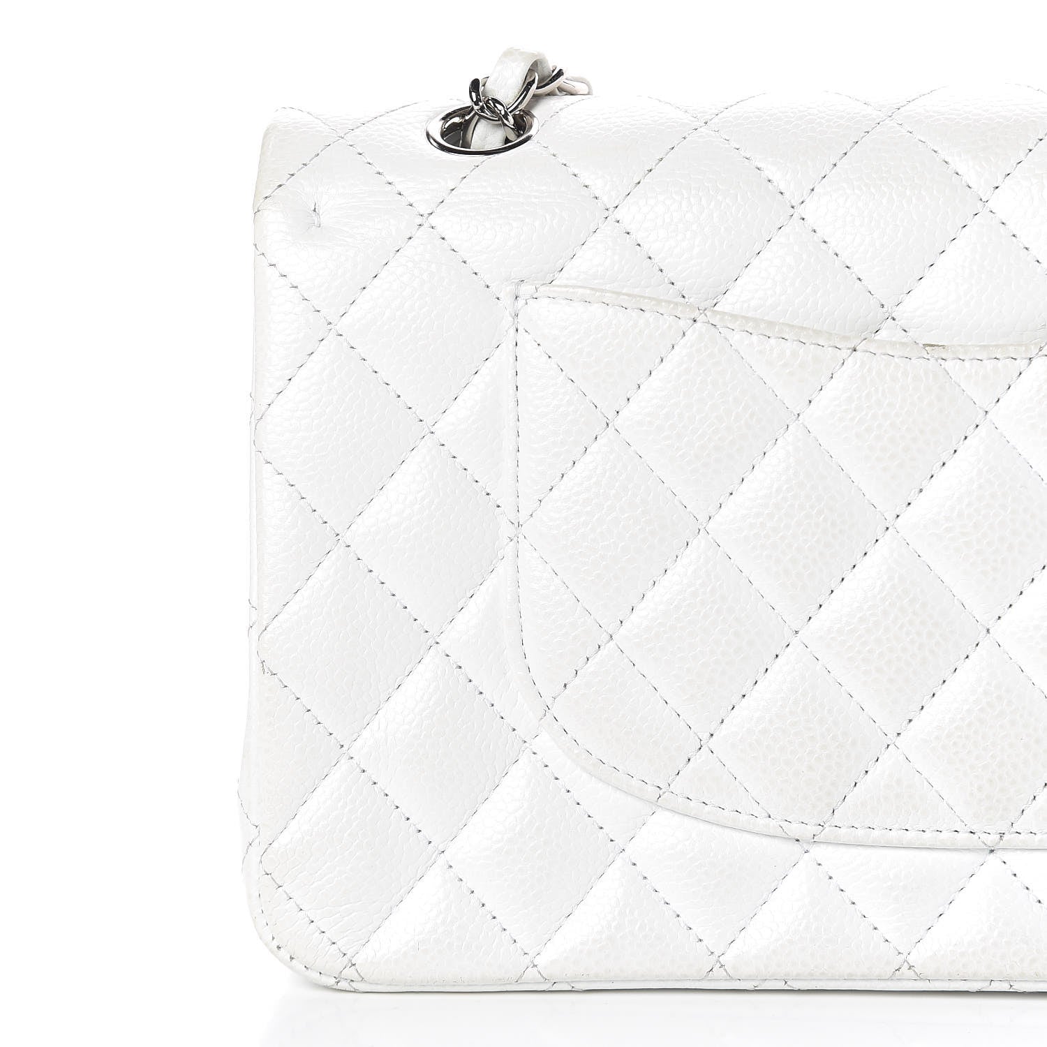 Chanel Caviar Quilted Medium Double Flap White 16 of 19
