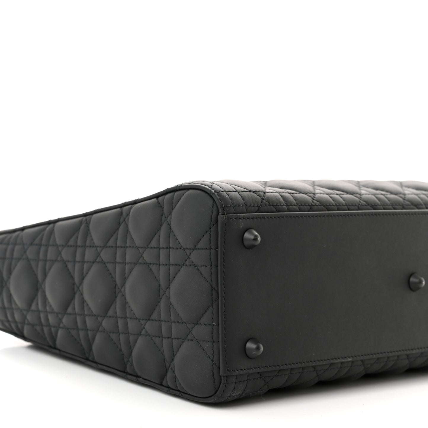 Ultra Matte Calfskin Cannage Large Lady Dior Black