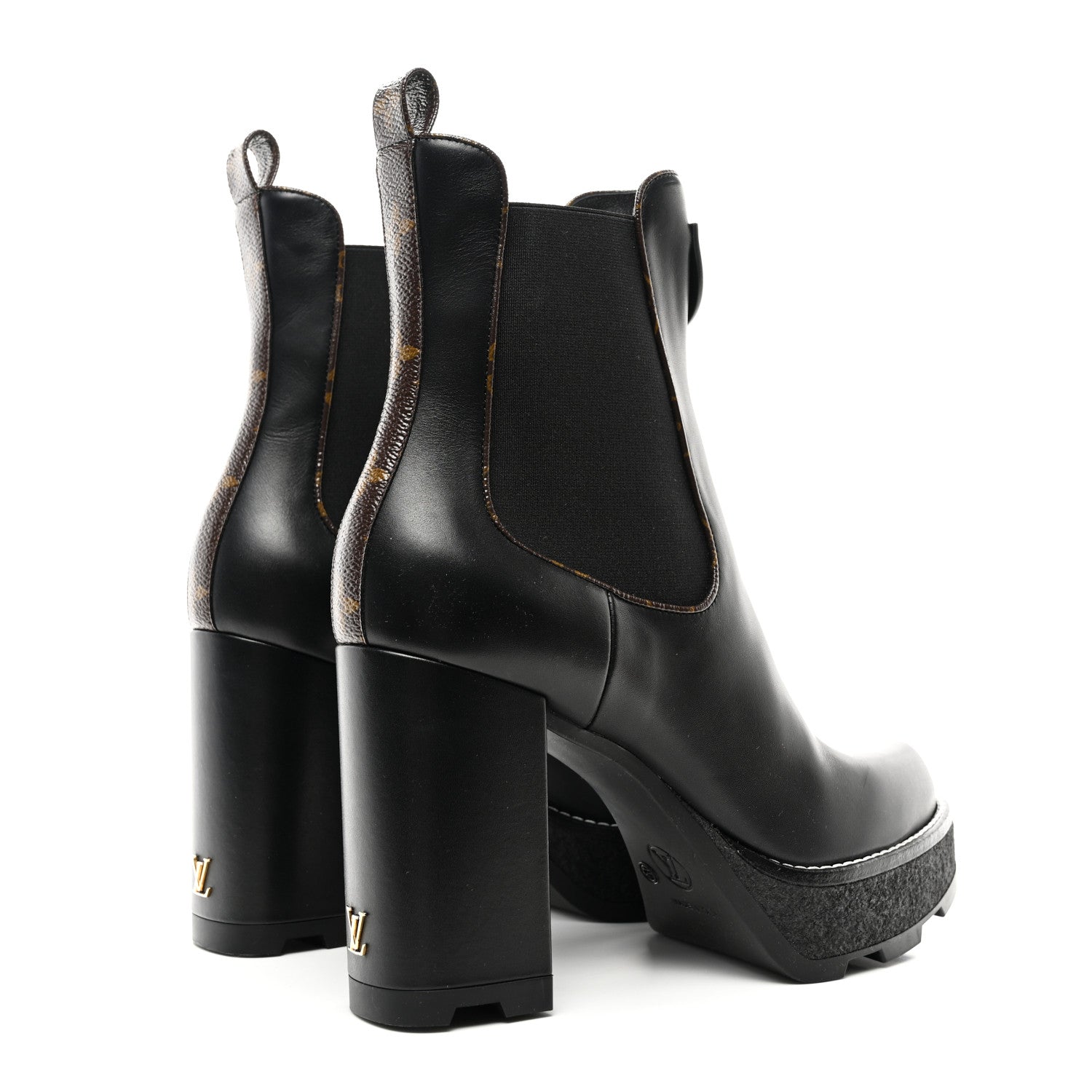Louis Vuitton Calfskin Monogram LV Beaubourg Platform Ankle Boots 40 Black 4 of 8