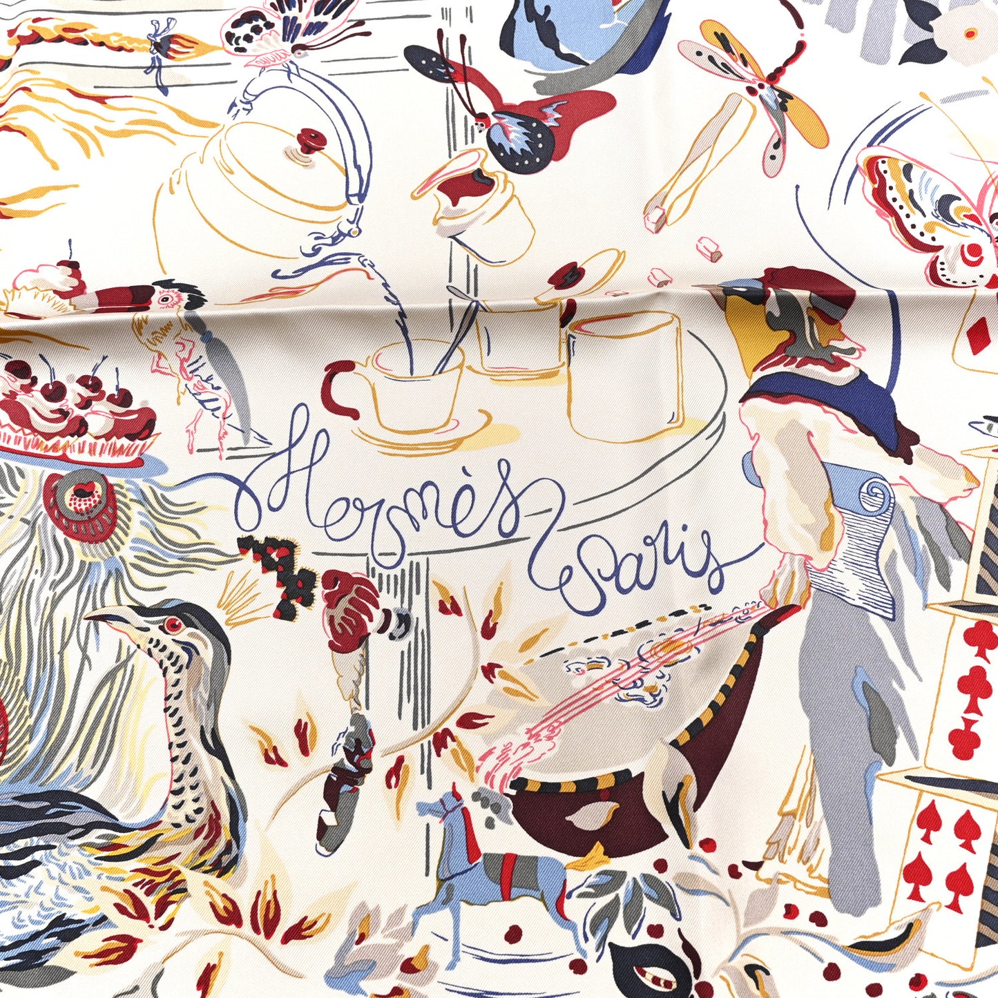 Silk Emile Et Une Nuit Scarf 90 Craie Rouge H Marine
