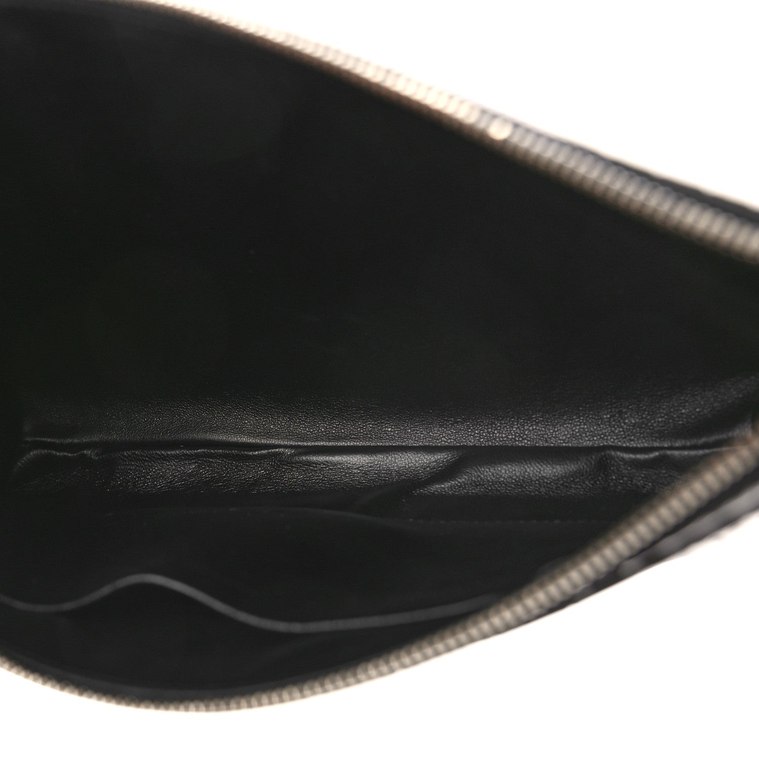 Balenciaga Semi Matte Calfskin Logo Crocodile Embossed Cash Gusseted Pouch Black White 5 of 8